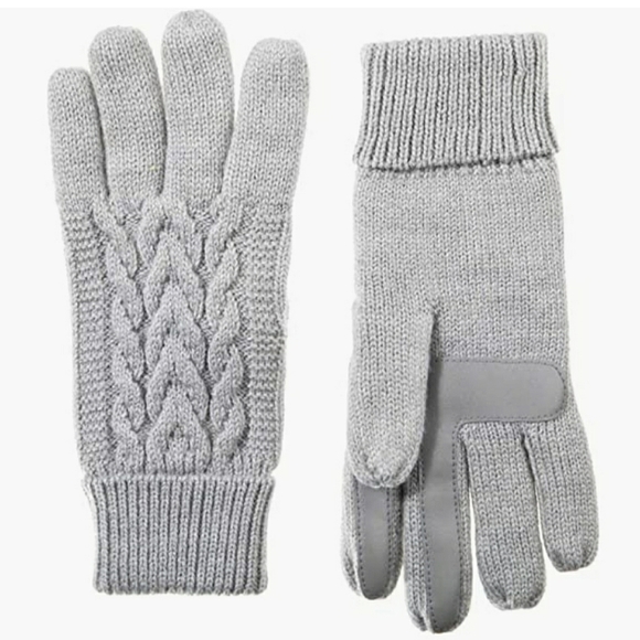 isotoner Accessories Isotoner Heather Gray Womens Cable Knit Gloves With Touchscreen Palm